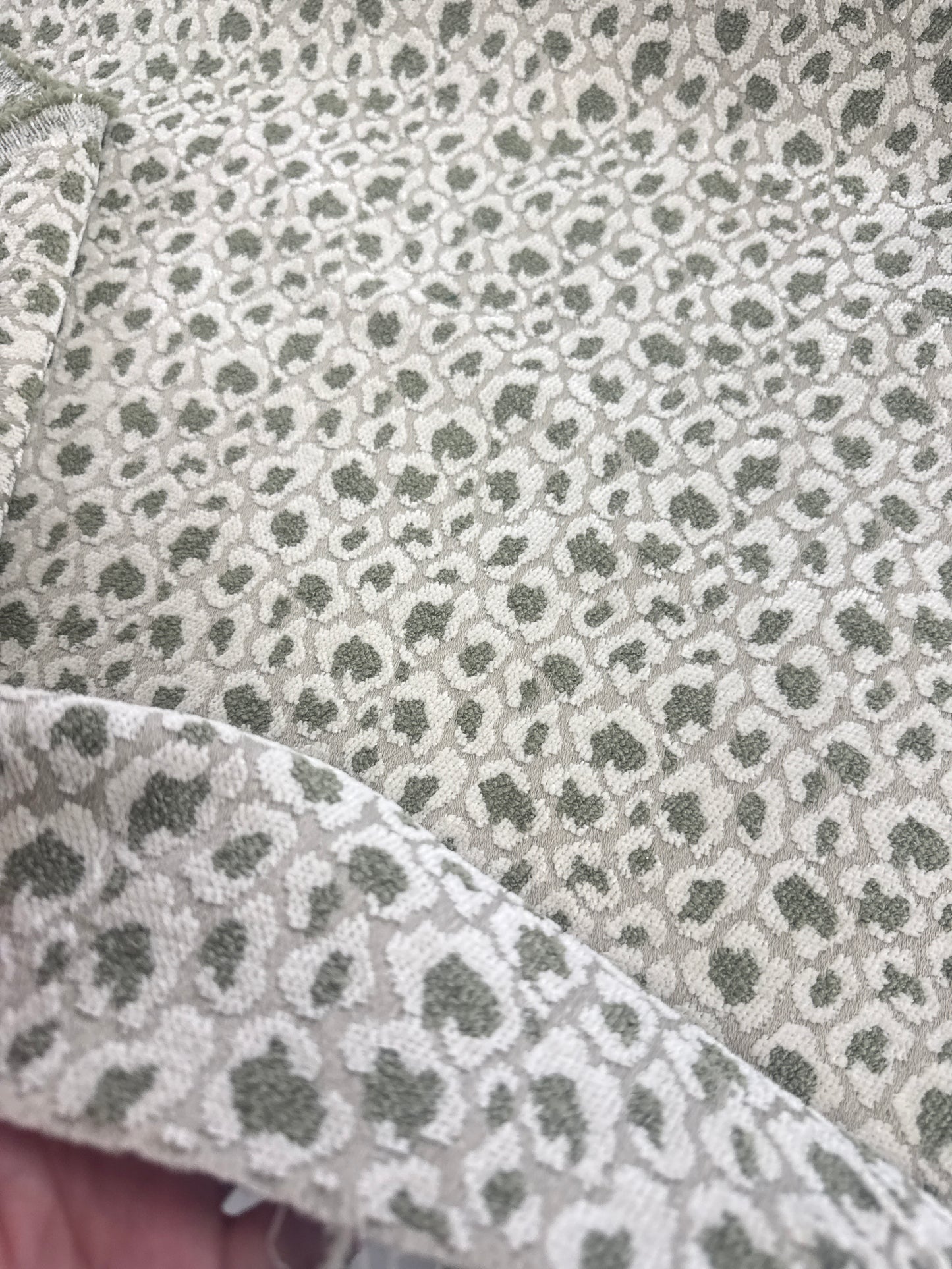 Green animal print chenille, 3 yards