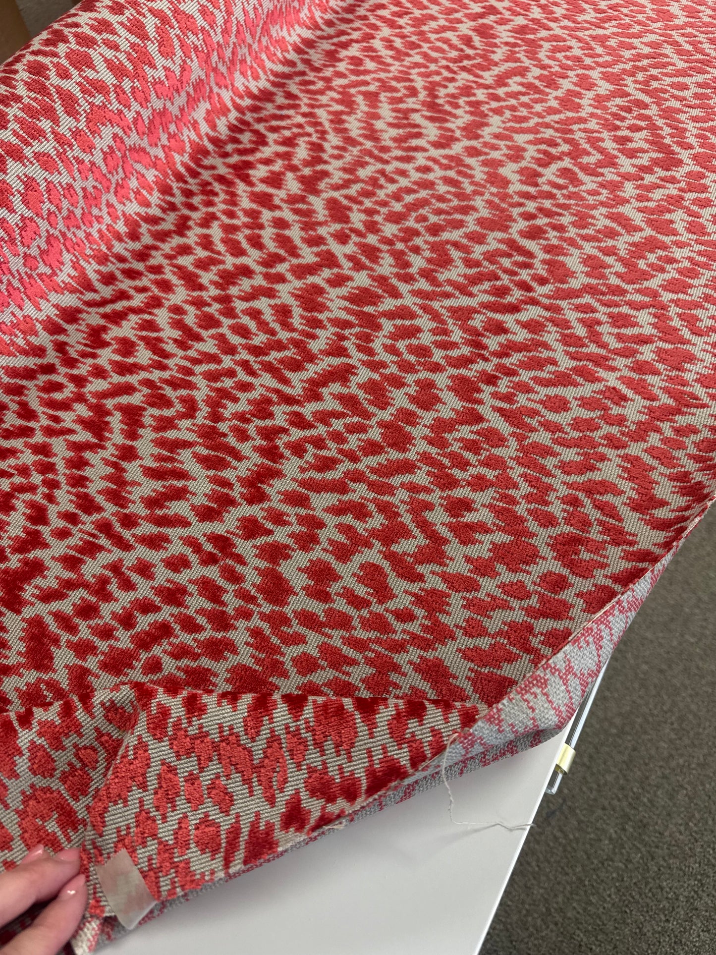 Romo Cut Velvet Animal Skin Upholstery Fabric- Otis / Carnelian 3.4 yards, $270