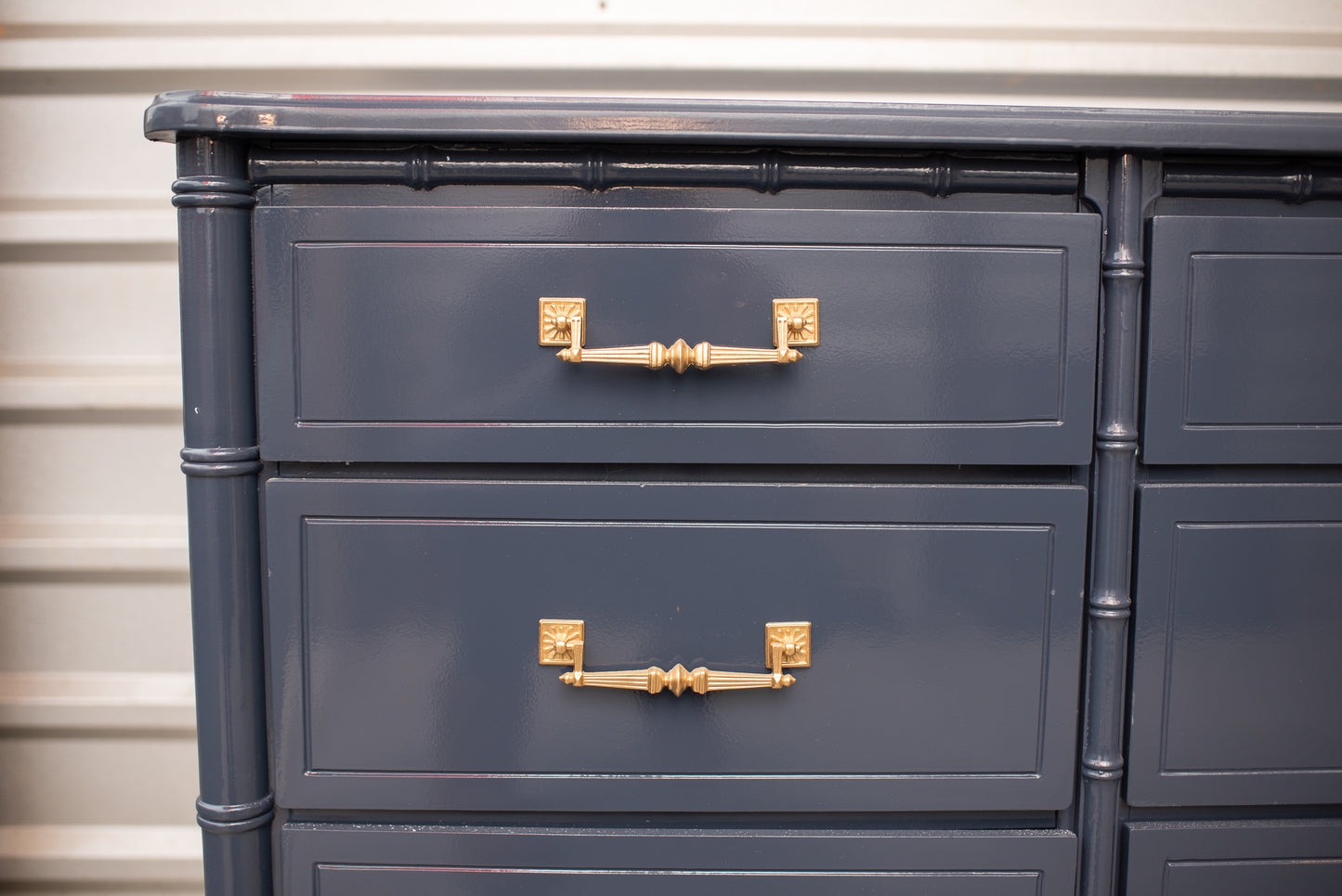 Faux bamboo dresser lacquered hale navy