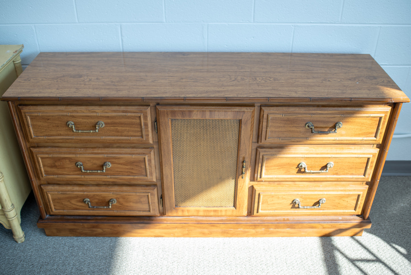 Faux Bamboo Cane Credenza Dresser