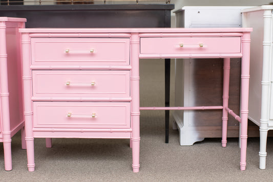 Faux Bamboo Henry Link Desk Lacquered Pink