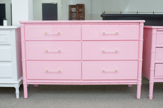Faux Bamboo Dresser Lacquered Pink