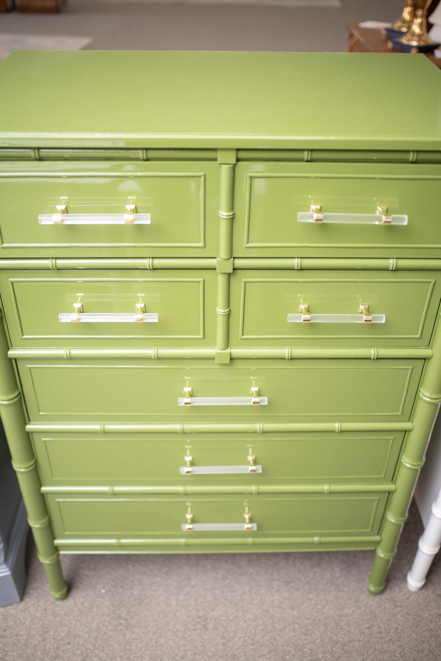 Faux bamboo chest lacquered any color