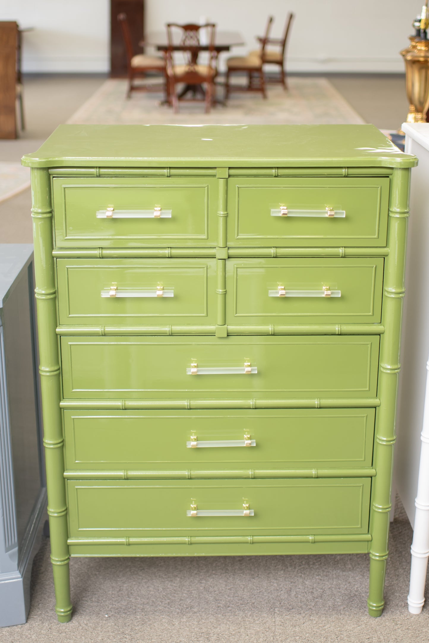 Faux bamboo chest lacquered any color