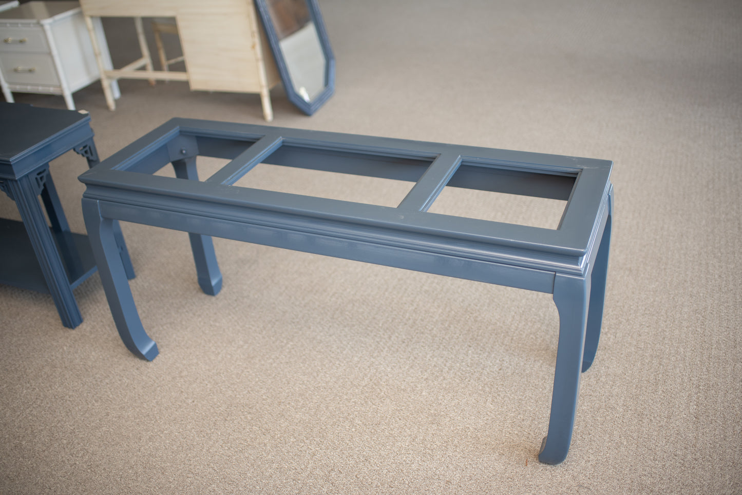 Navy Mint Lacquered Console Table
