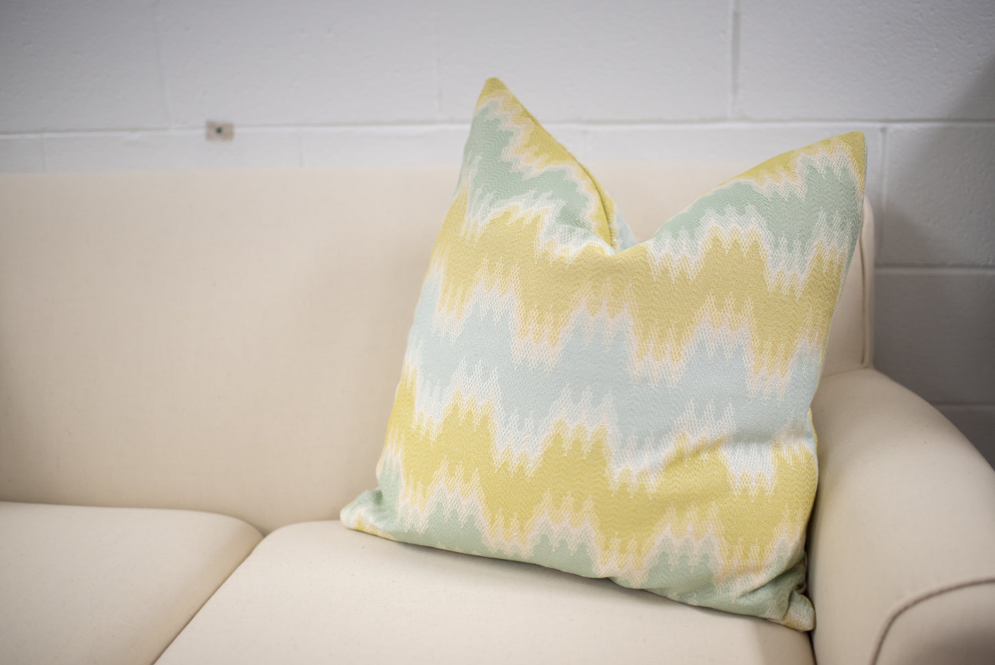 Chartreuse and blue pillow