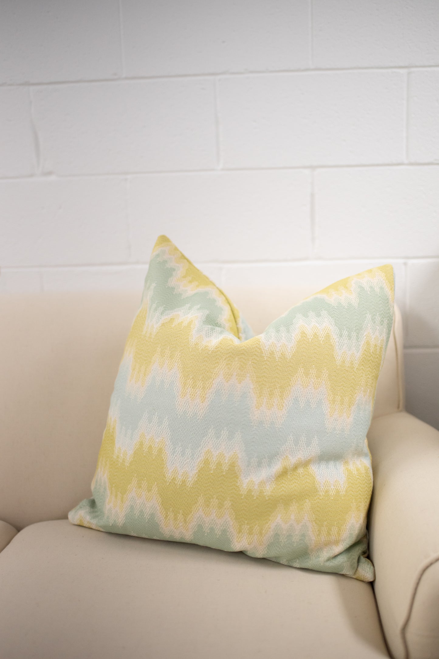 Chartreuse and blue pillow