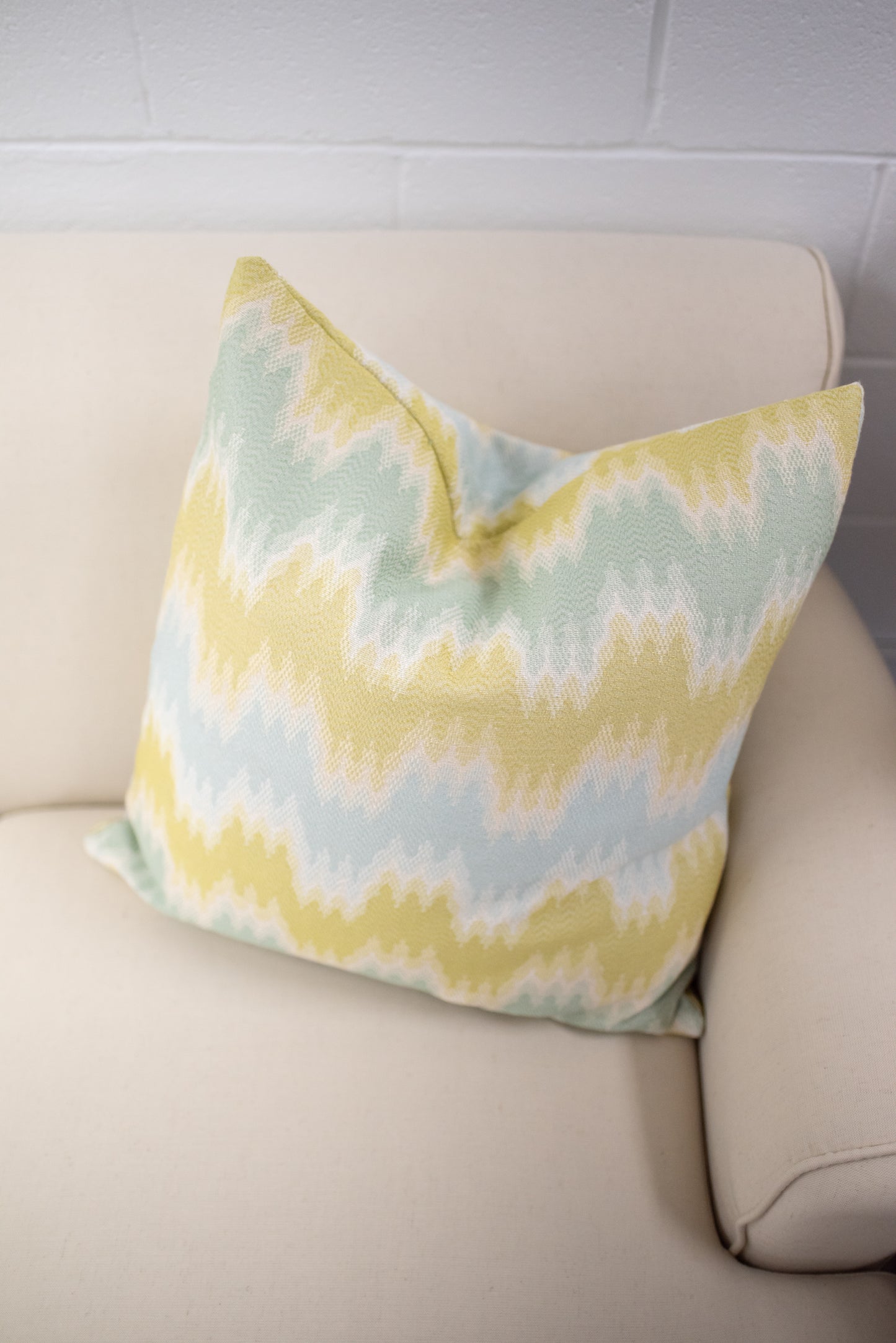 Chartreuse and blue pillow
