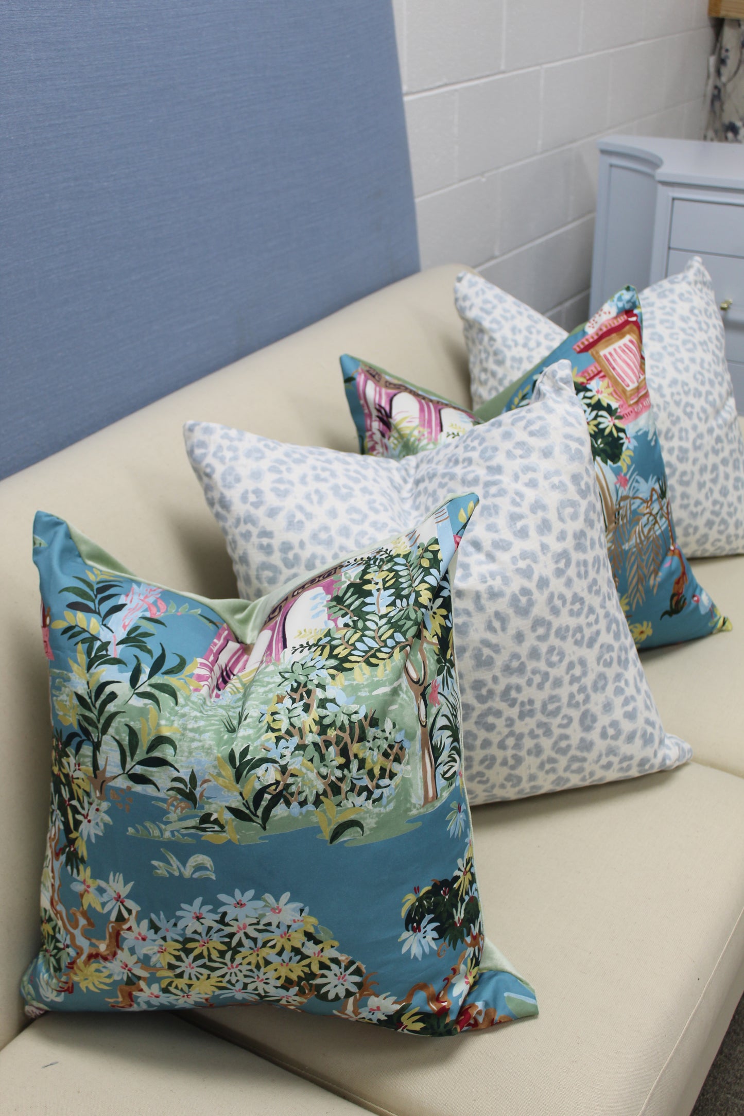 Blue animal Print leopard 22” pillow