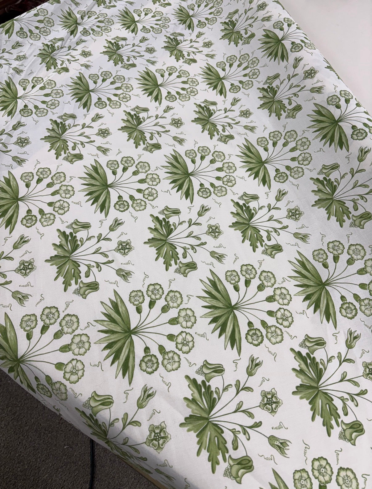 Morris & Co, Primrose and Columbine, green, by the yard