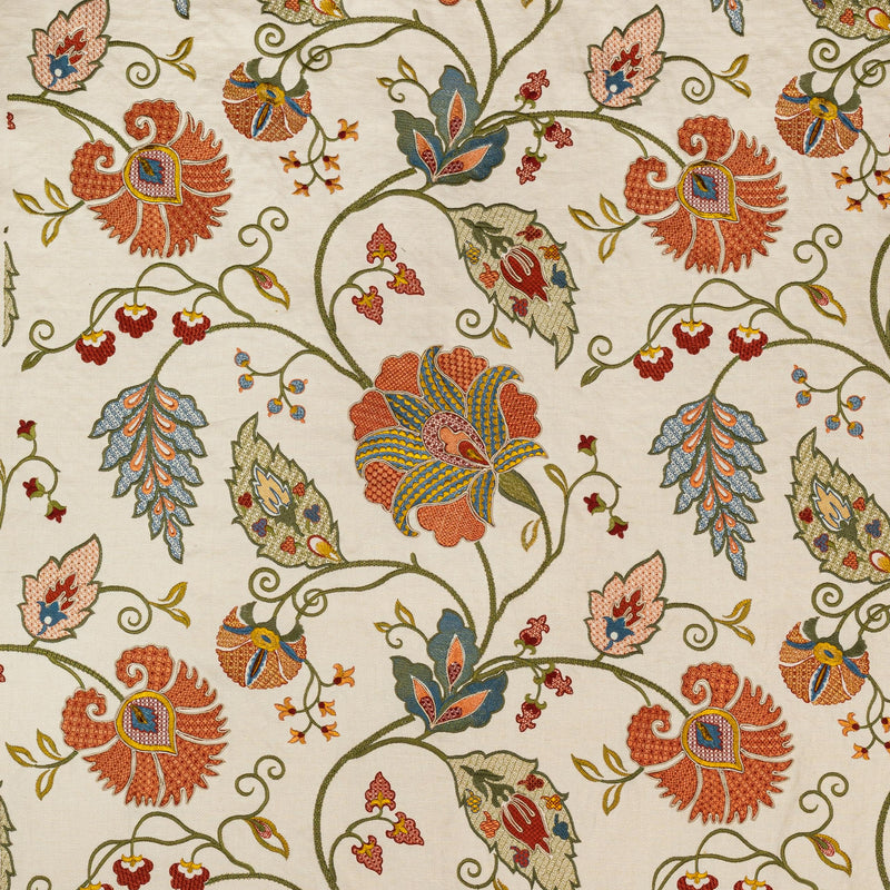 Lee Jofa Shiraz Embroiderrd Spice/Olive Fabric, by the yard