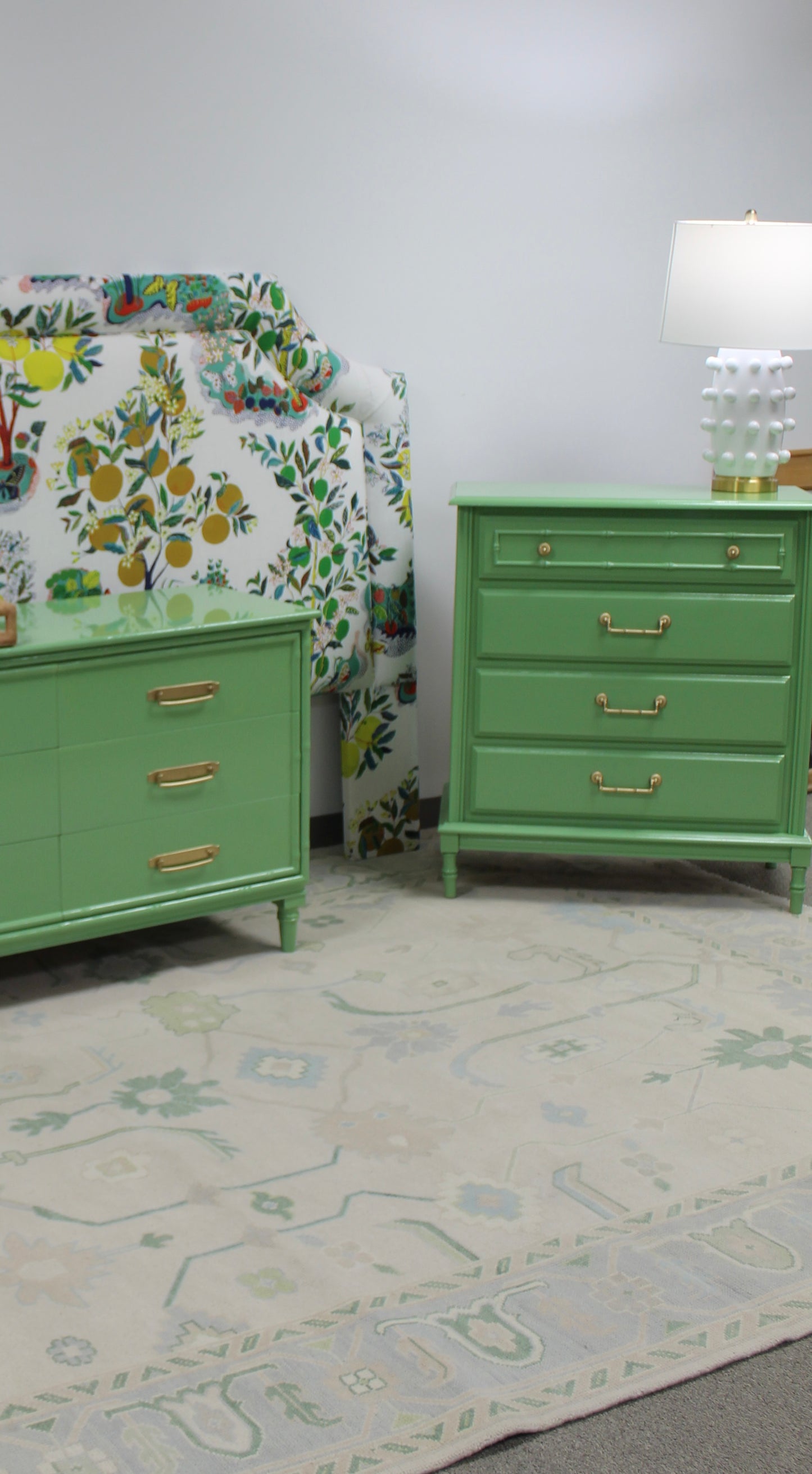 Faux Bamboo Chest of Drawers lacquered green