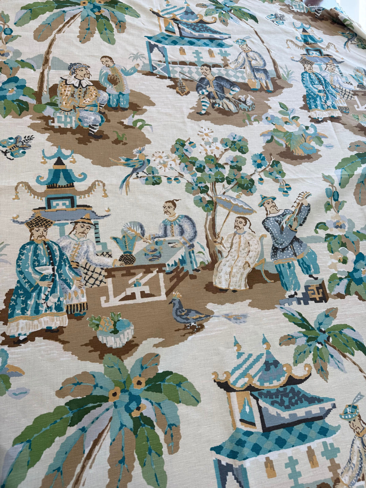 Brunschwig and Fils Xian Seafoam/sand 1.25 Yards