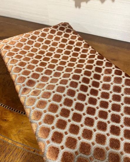 GP & J Baker Geometric Cut Velvet Fabric- Indus Velvet / Sienna