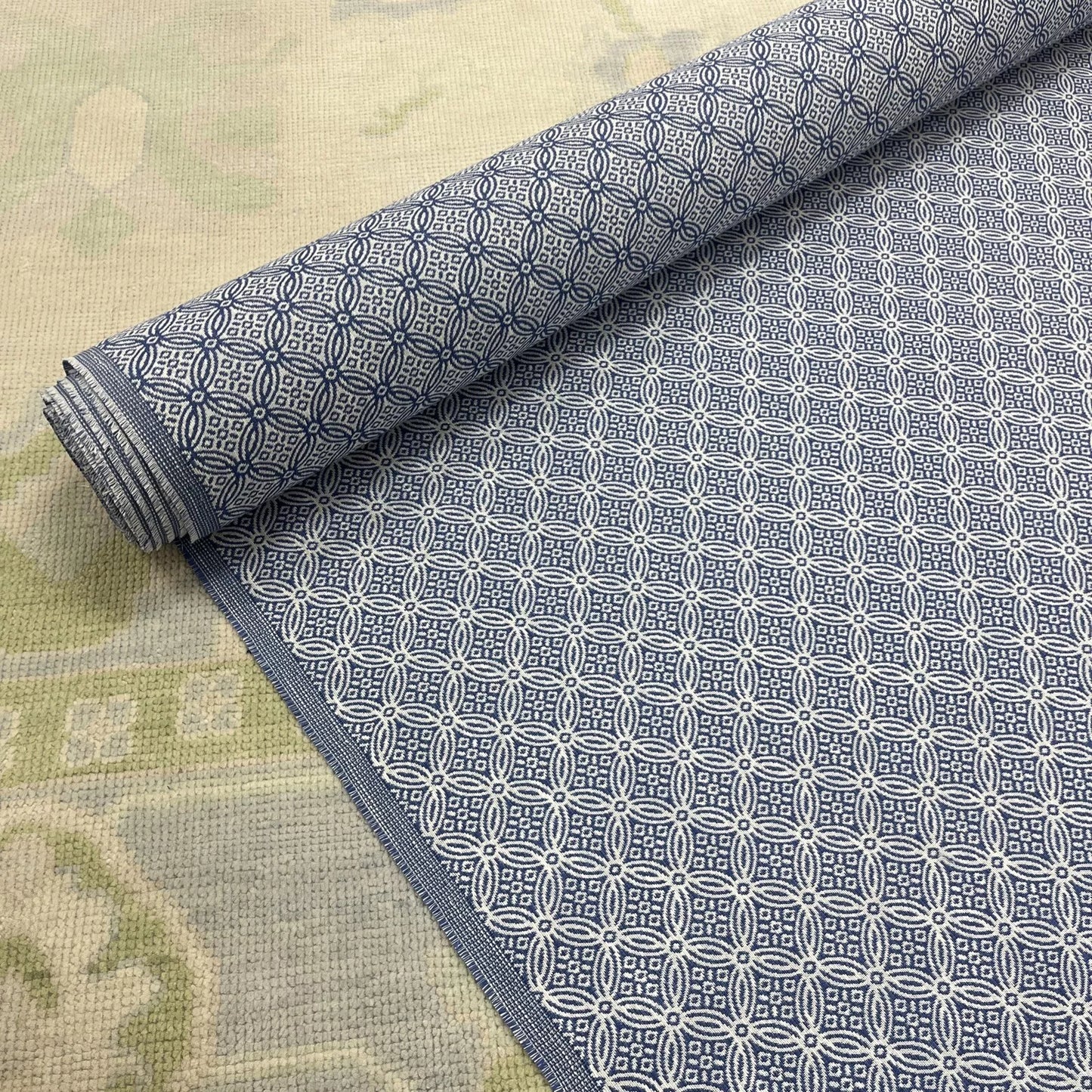 SCALAMANDRE BLUE CAPE MAY OCEAN INDOOR OUTDOOR FABRIC