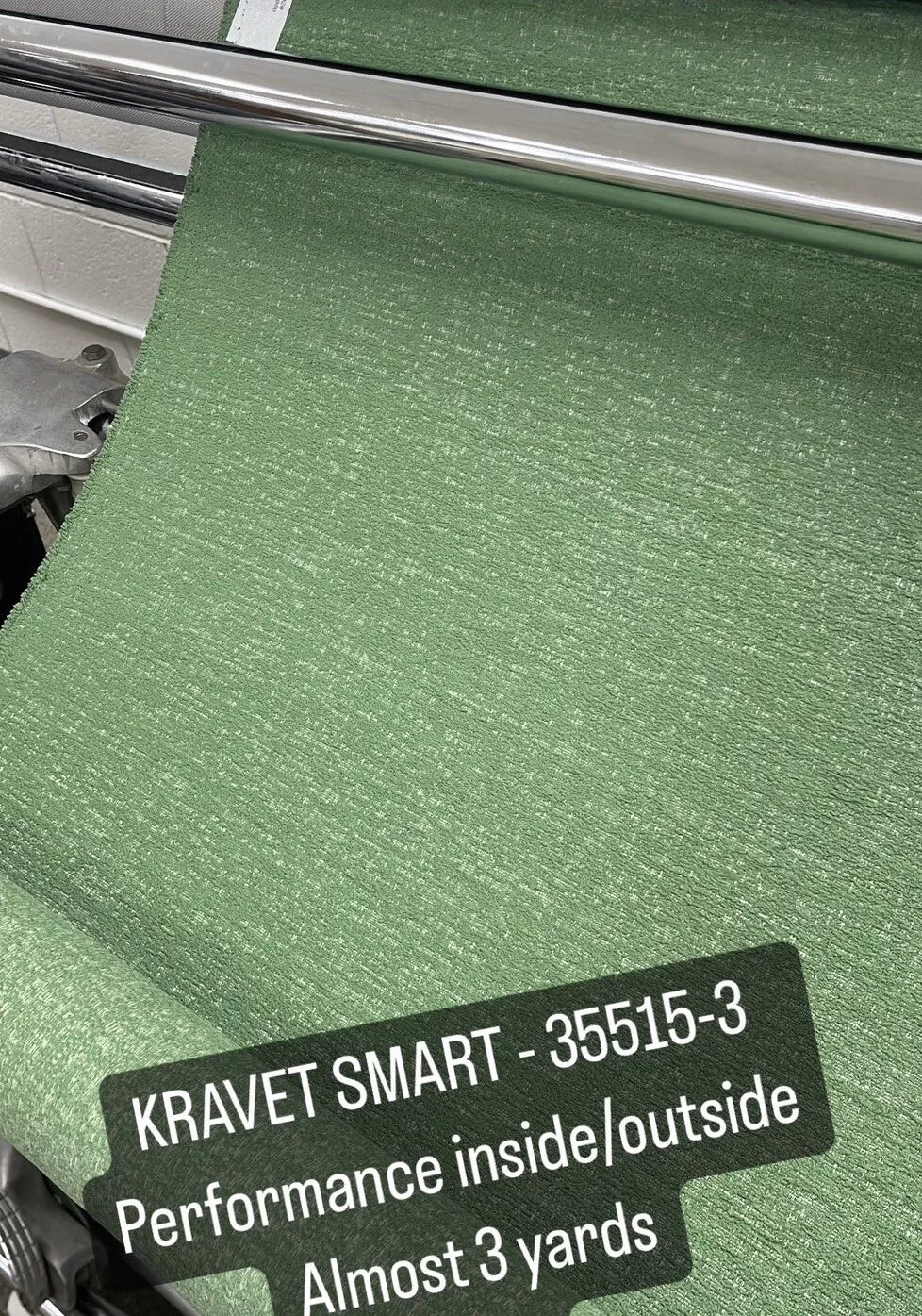 KRAVET SMART GREEN INDOOR OUTDOOR PERFORMANCE CHENILLE FABRIC ALMOST 3 YARDS