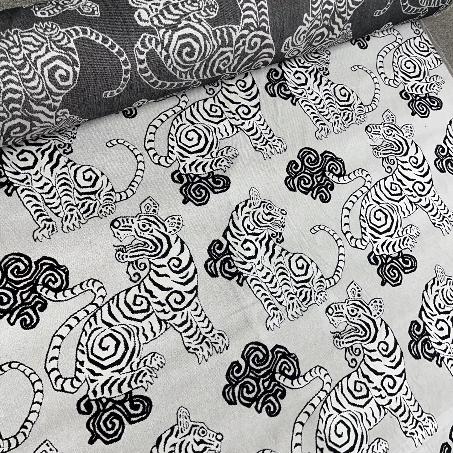 AKBAR TUXEDO TIGER PATTERN BLACK VELVET FABRIC 2 YARDS