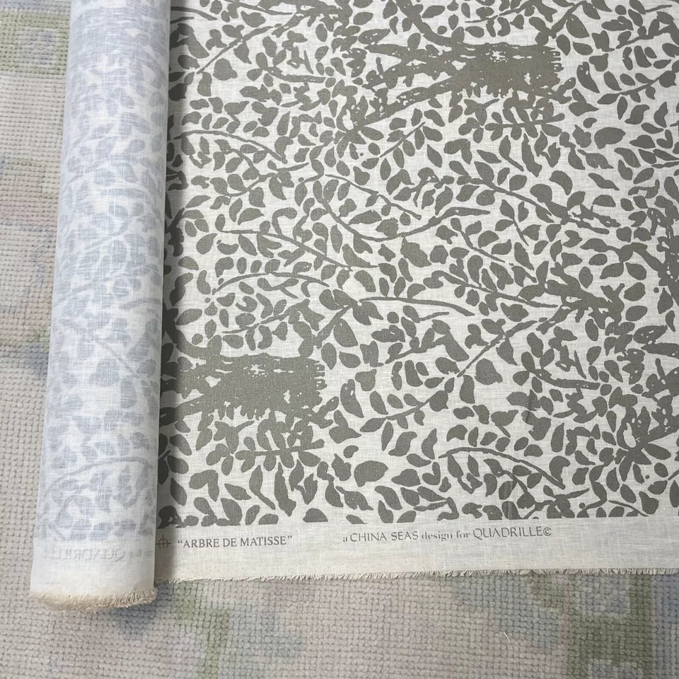 CHINA SEAS FABRIC CHINA SEAS ARBRE DE MATISSE GOLD METALLIC ON TINTED LINEN
