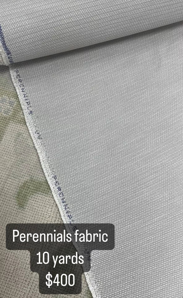 PERENNIALS INDOOR/OUTDOOR UPHOLSTERY GREY FABRIC 10 YARDS