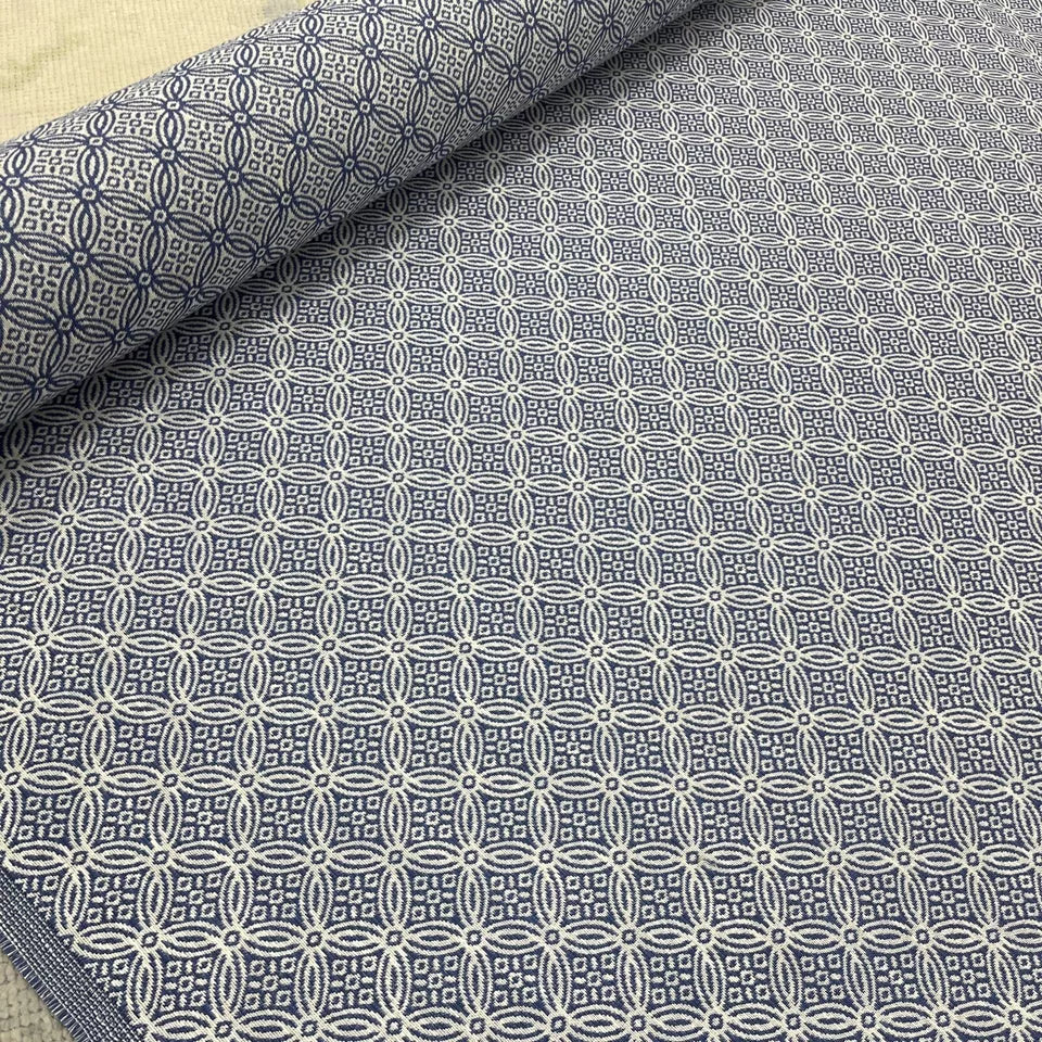 SCALAMANDRE BLUE CAPE MAY OCEAN INDOOR OUTDOOR FABRIC