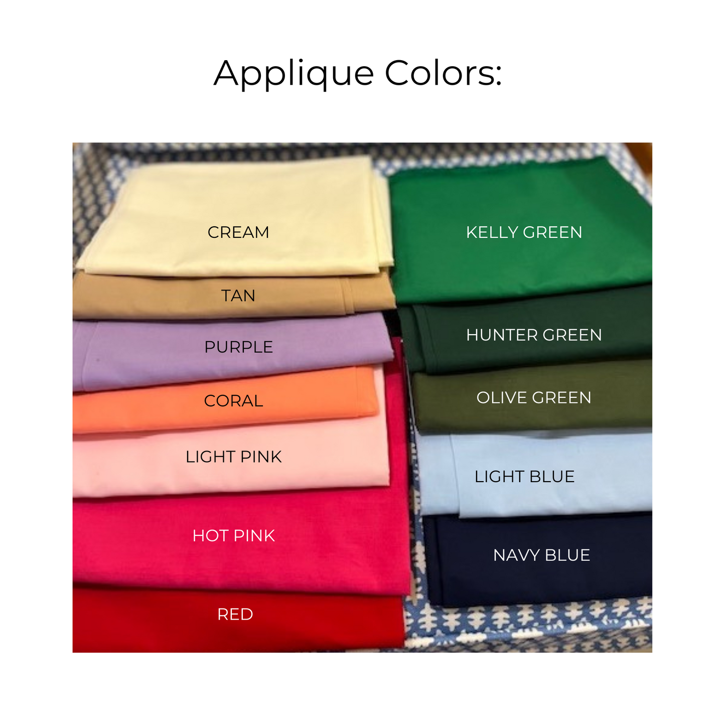 Applique color chart by Winston's Collection