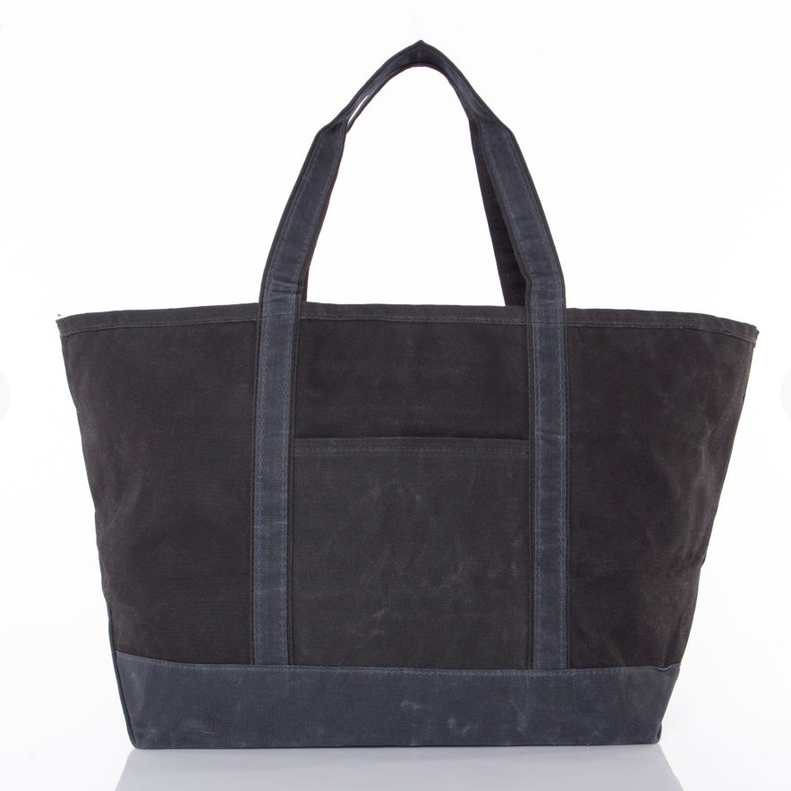 Waxed Large boat tote in black by Winston's Collection