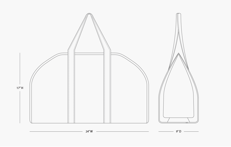 Waxed Log Carrier Bag dimensions 17" H, 24" W, 9" D