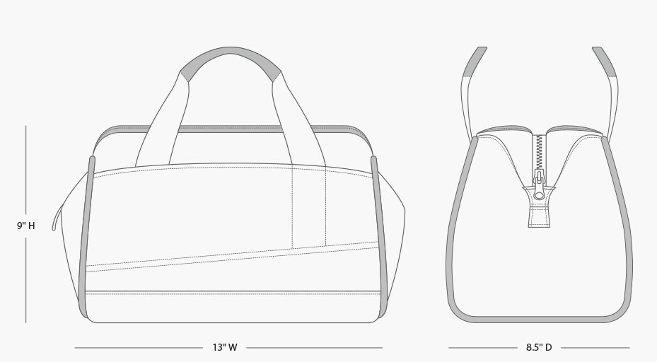Waxed Tool Bag dimensions 9"H, 13" W, 8.5" D