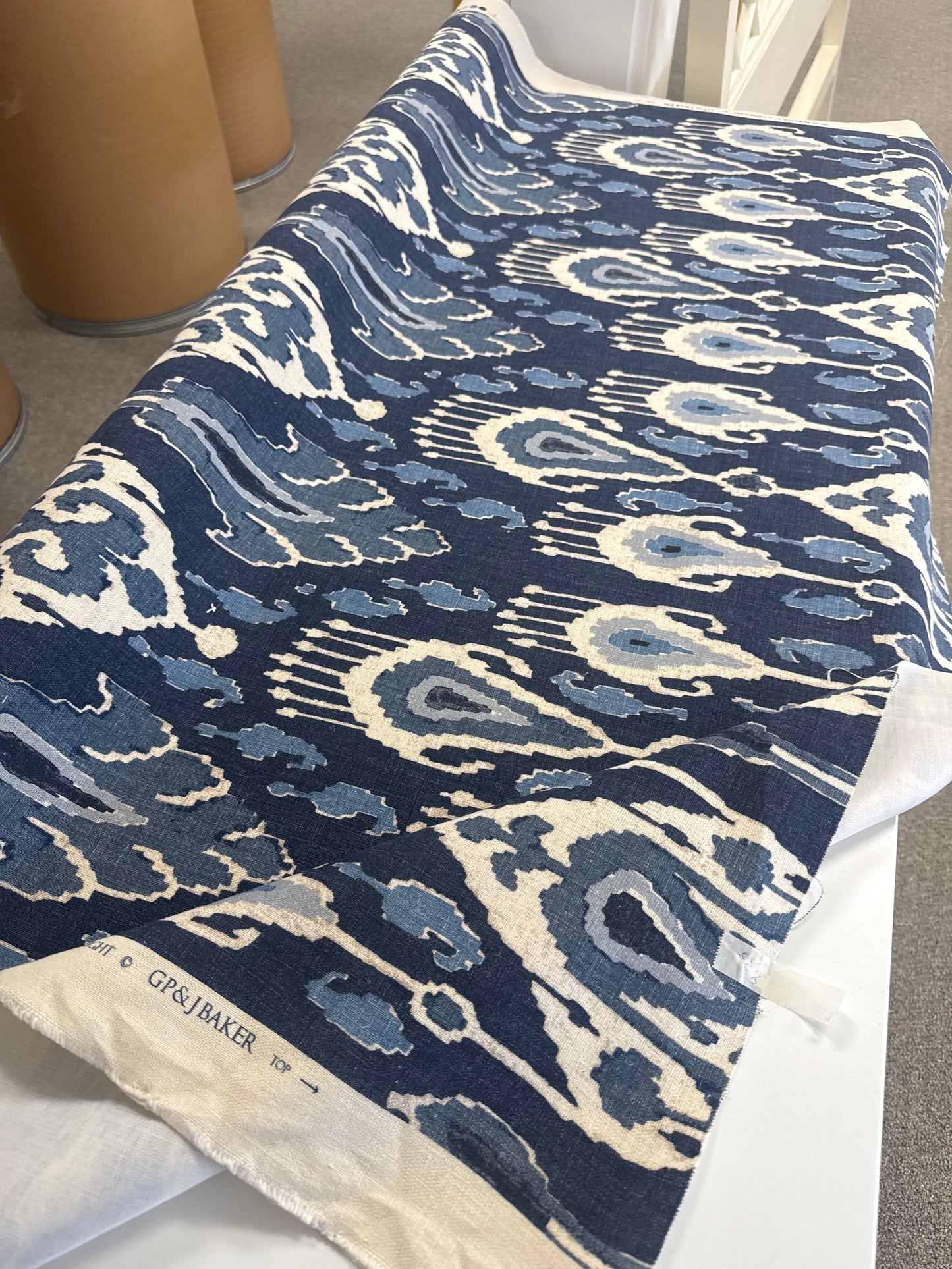 GP & J Baker, ikat bokhara, 4.25 yards, $340
