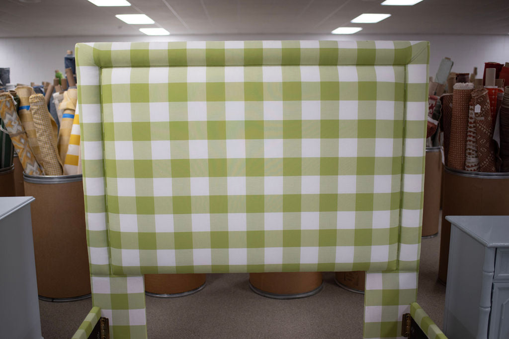 Queen upholstered headboard Buffalo Check Green