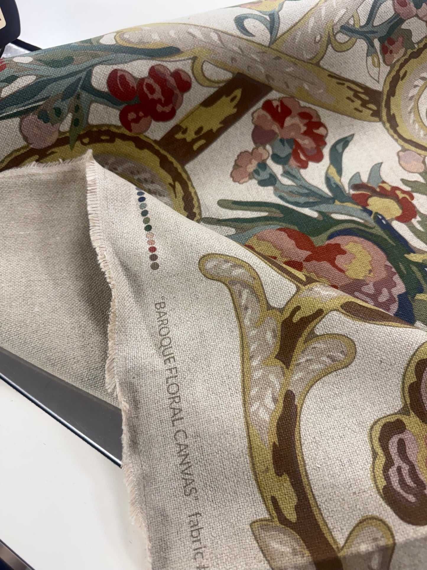Scalamandre, baroque floral canvas, 3.4 yards