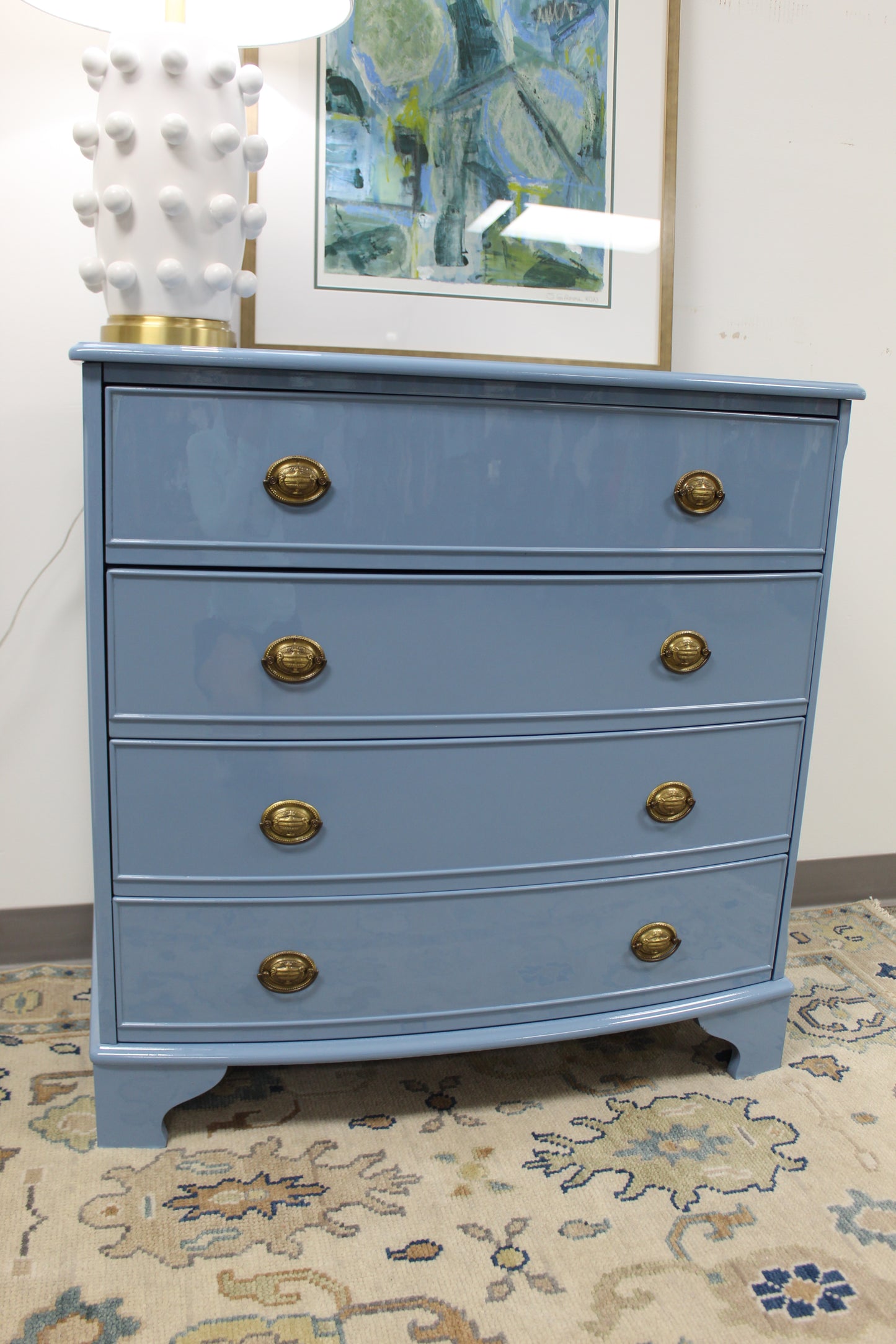 Traditional chest lacquered blue