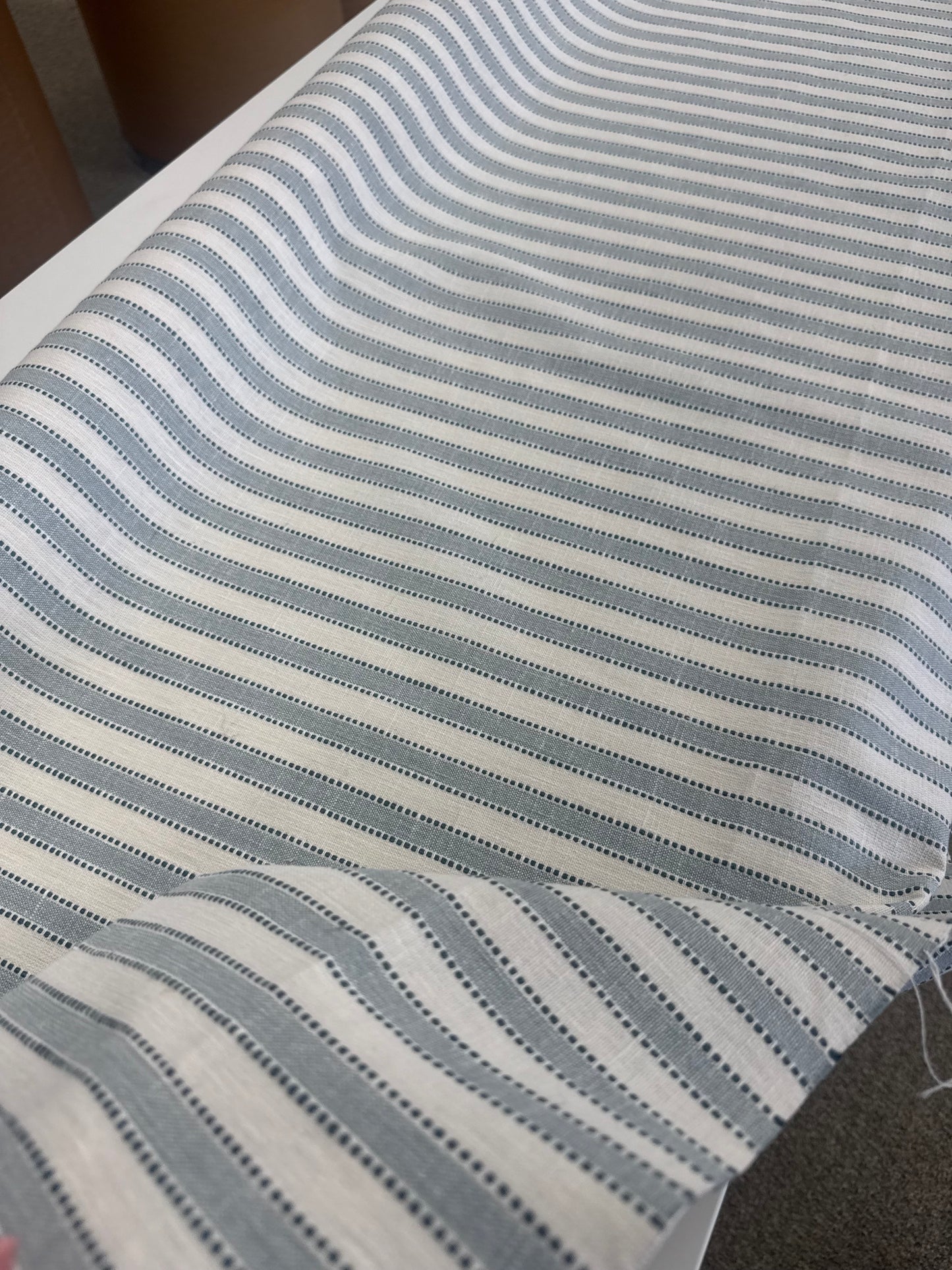 Pindler & Pindler Beasley Chambray Fabric, blue stripe, 2.5 yards, $90