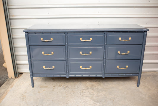 Faux bamboo dresser lacquered hale navy