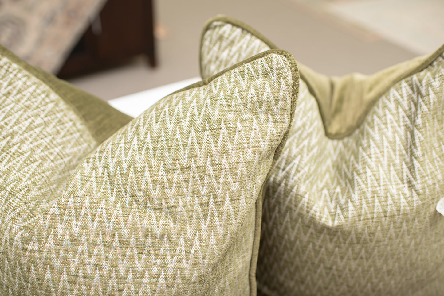 Green Chevron velvet pillow