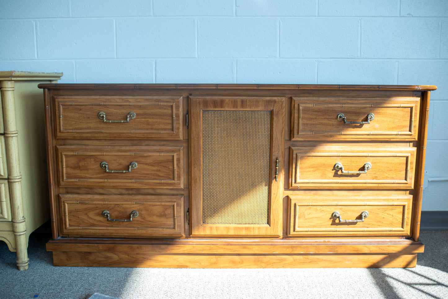 Faux Bamboo Cane Credenza Dresser