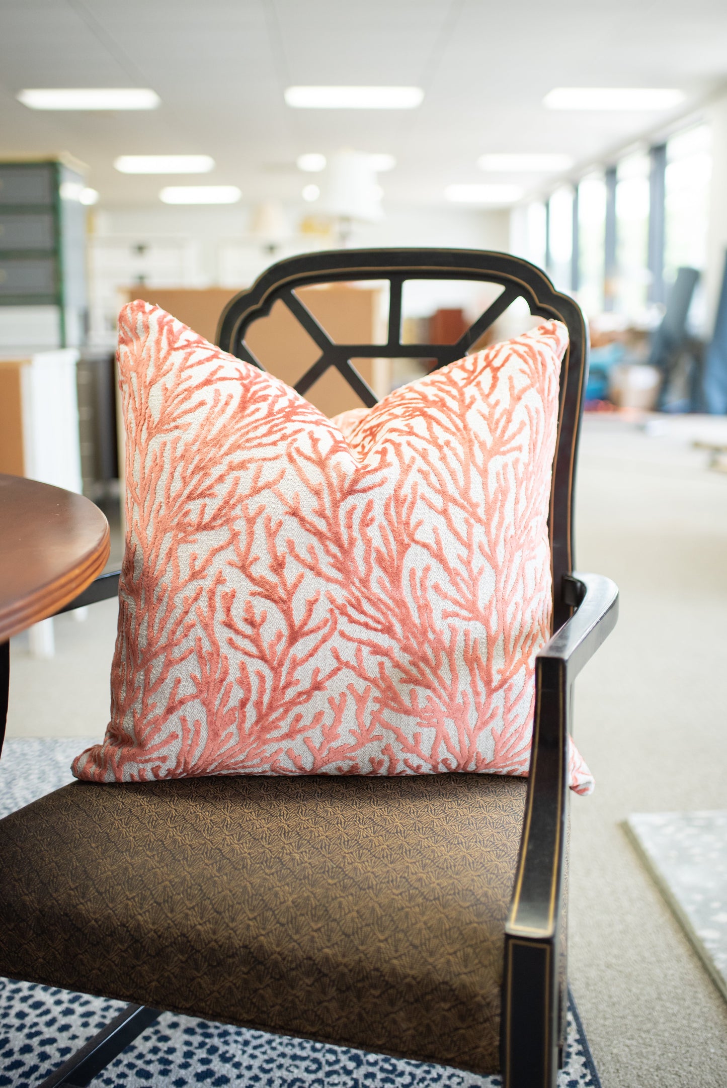 Coral chenille pillow