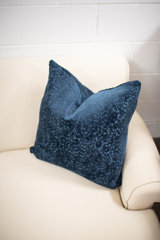 Navy cut velvet pillow