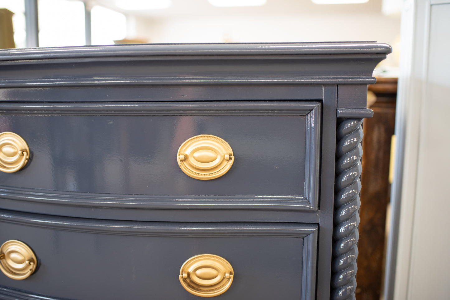 Pair of Nightstands lacquered hale navy