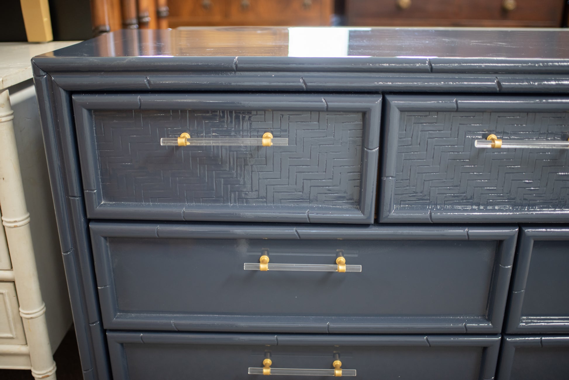 blue bamboo dresser Cornflower Blue Faux Bamboo Extra Tall Chest