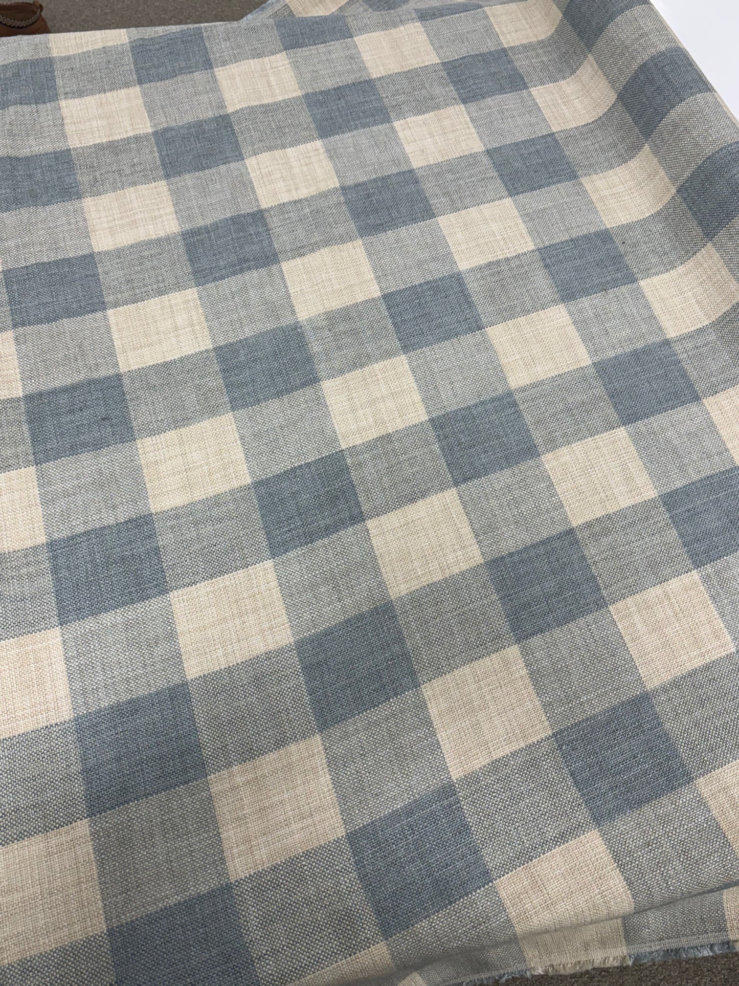 Blue plaid linen, 2.5 yards