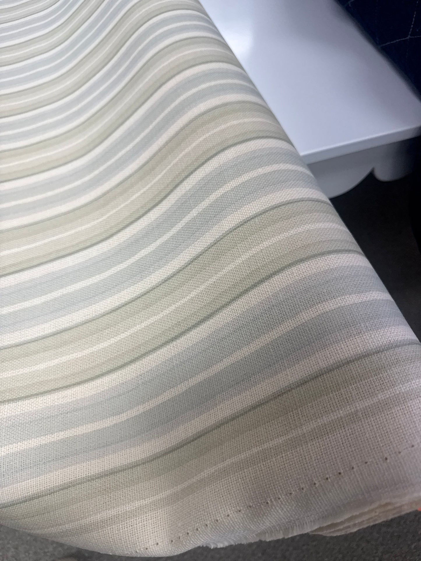 Blue and green stripe fabric, 2 yards