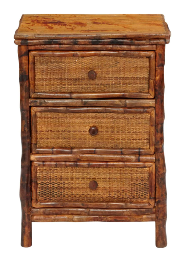Burnt Tortoise Bamboo 3-Drawer Bedside Chest