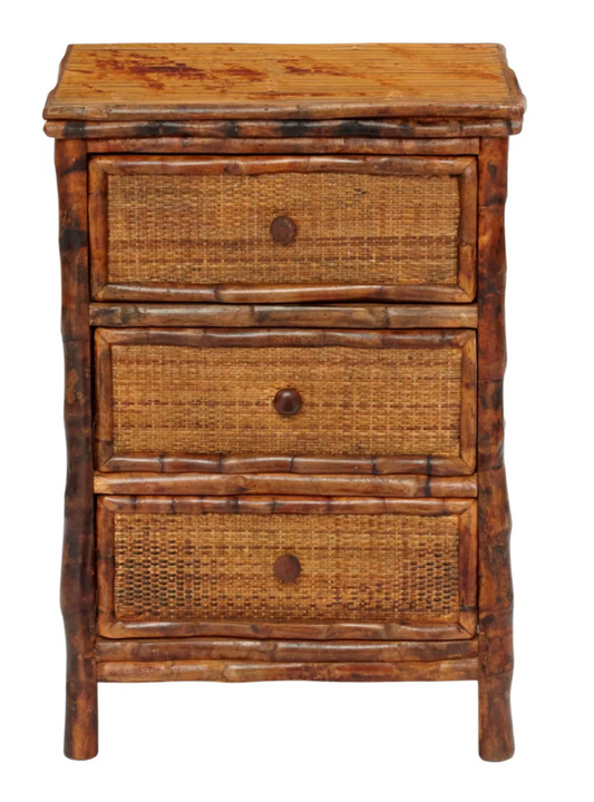 Burnt Tortoise Bamboo 3-Drawer Bedside Chest