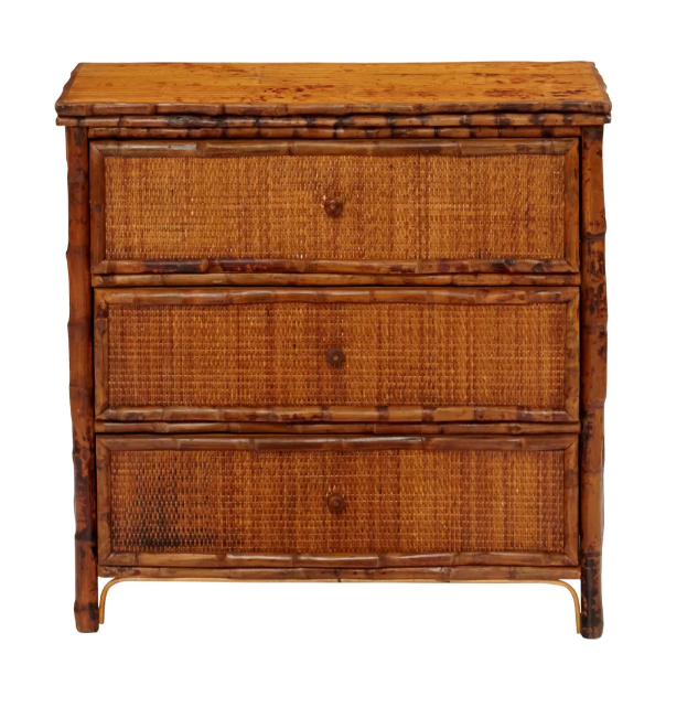 Burnt Tortoise bamboo nightstand chest