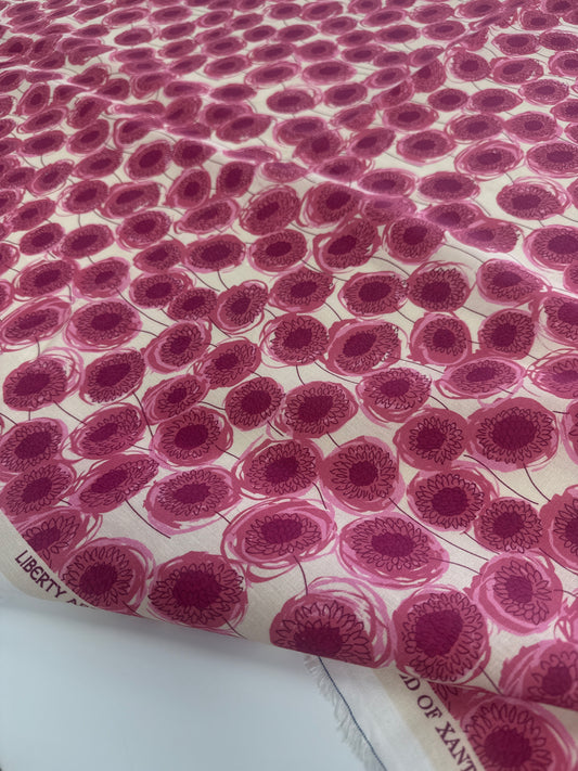 Liberty Art, "Field of Xanthe", linen, pink, by the yard