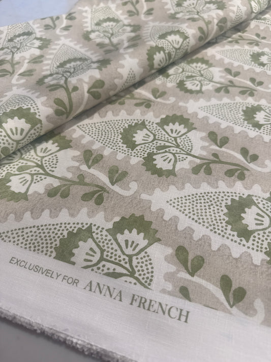Anna French Cornwall Green And Beige Fabric, by the yard