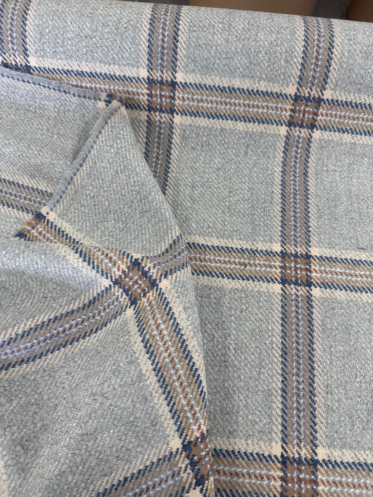 Blue wool plaid, 4.5 yards, $400 all