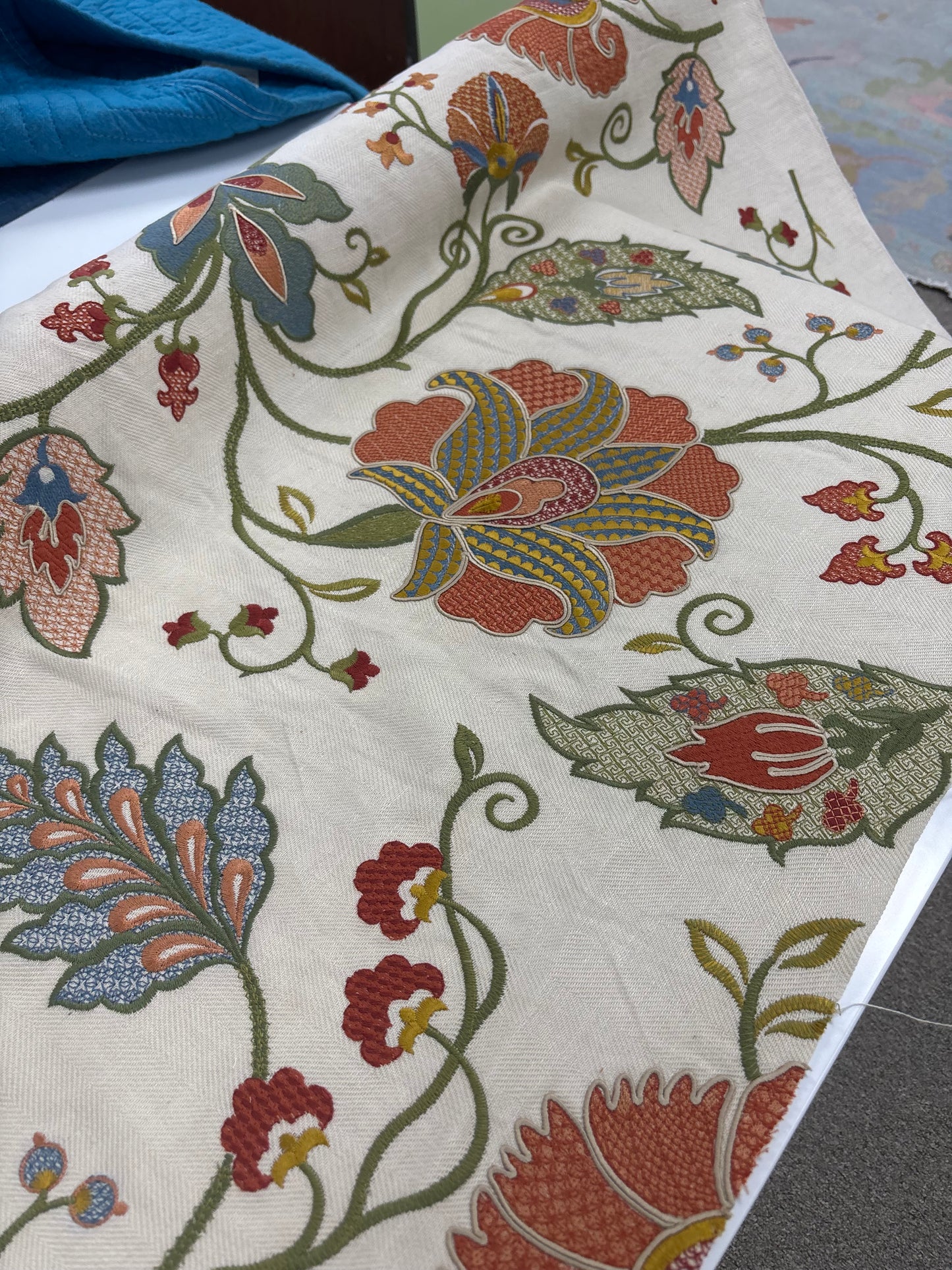 Lee Jofa Shiraz Embroiderrd Spice/Olive Fabric, by the yard