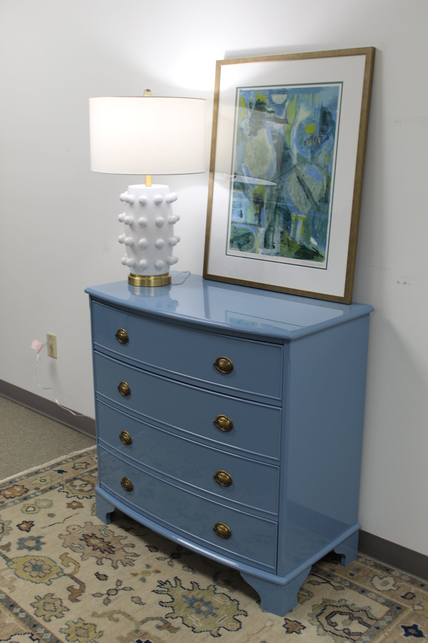 Traditional chest lacquered blue